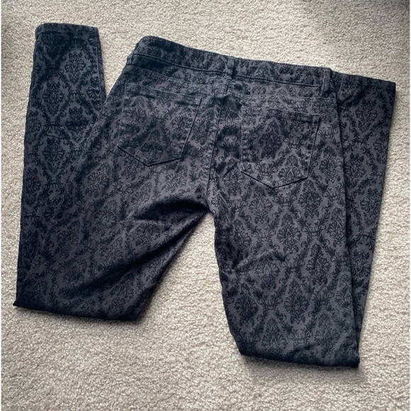 Harper Black Velvet Ornate Skinny Jeans - Picture 1 of 3